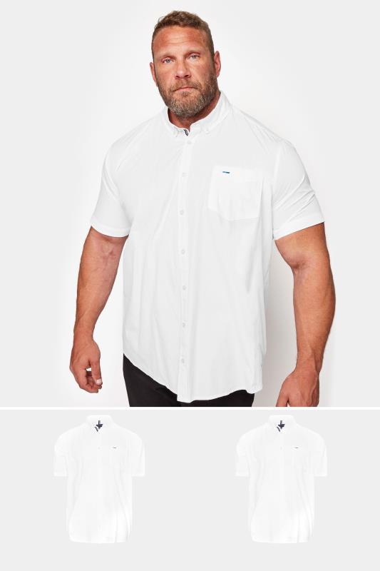 Men's  BadRhino Big & Tall White 2 PACK Short Sleeve Oxford Shirts
