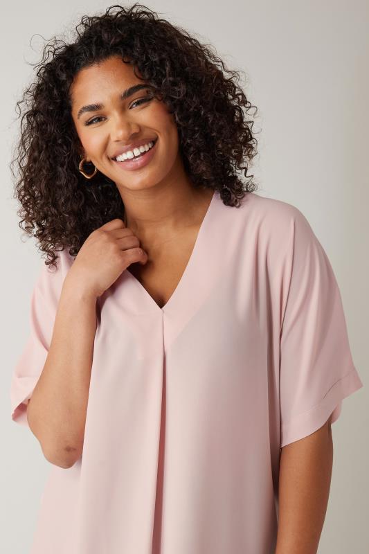 EVANS Plus Size Baby Pink Pleat Front Blouse | Evans 4