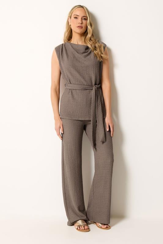  LTS Tall Hose mit weitem Bein in Mokkabraun aus Strukturmaterial