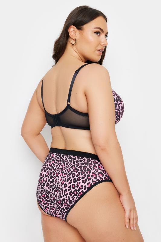 YOURS Plus Size 2 PACK Pink & Black Leopard Print T-Shirt Bras | Yours Clothing 4