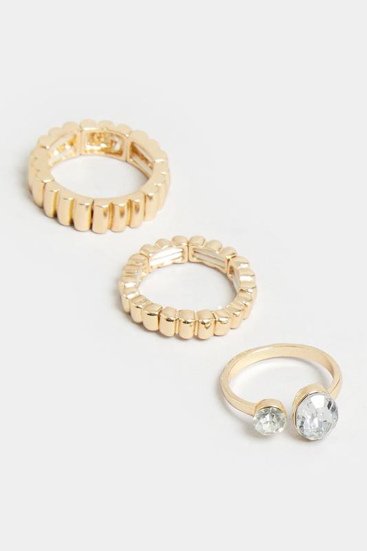 Gold 3 PACK Ring Set | Yours Clothing  2