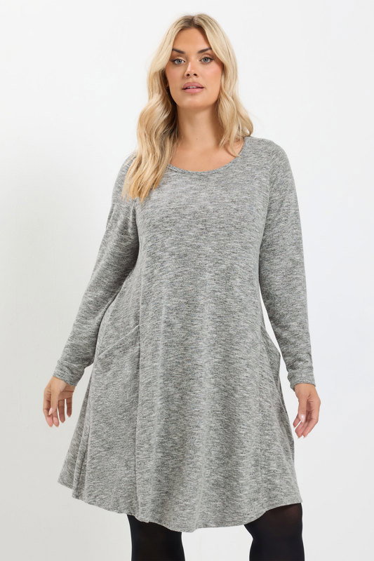grey marl dress Yours Women's Plus Size Soft Touch Pocket Swing Size 16 EOFY-25