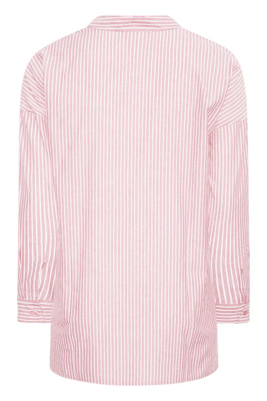 YOURS FOR GOOD Plus Size Pink Stripe Oversized Shirt | Yours Clothing 7