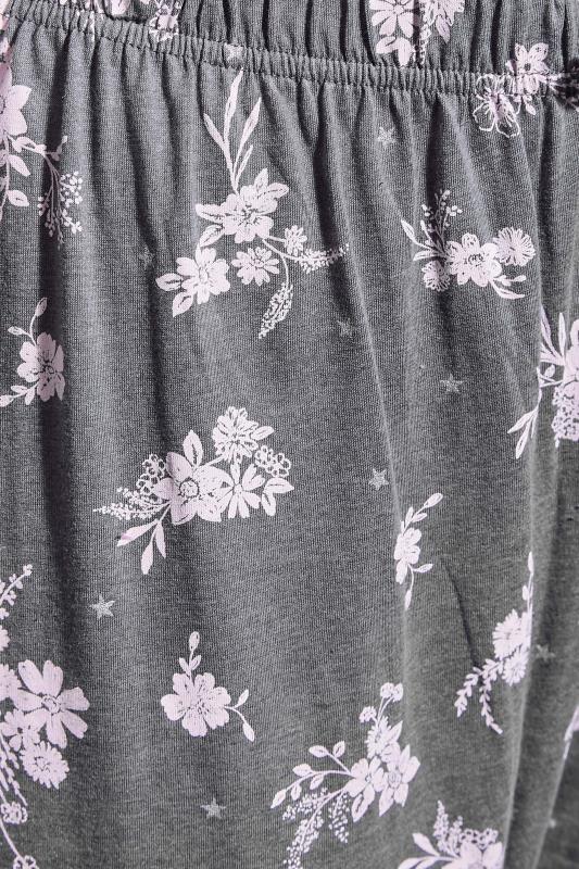 Curve Grey Floral Print Wide Leg Pyjama Bottoms 4