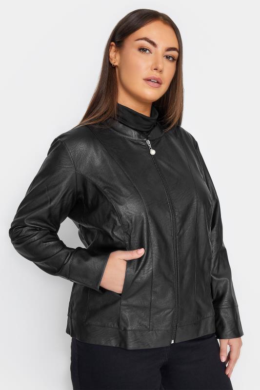 City Chic Black Faux Leather Jacket | Evans 5