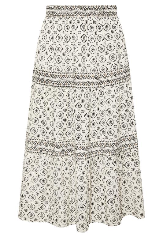 M&Co Petite White Aztec Tiered Maxi Skirt | M&Co 5