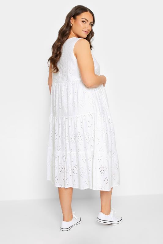BUMP IT UP MATERNITY Plus Size White Tiered Midi Dress | Yours Clothing  4
