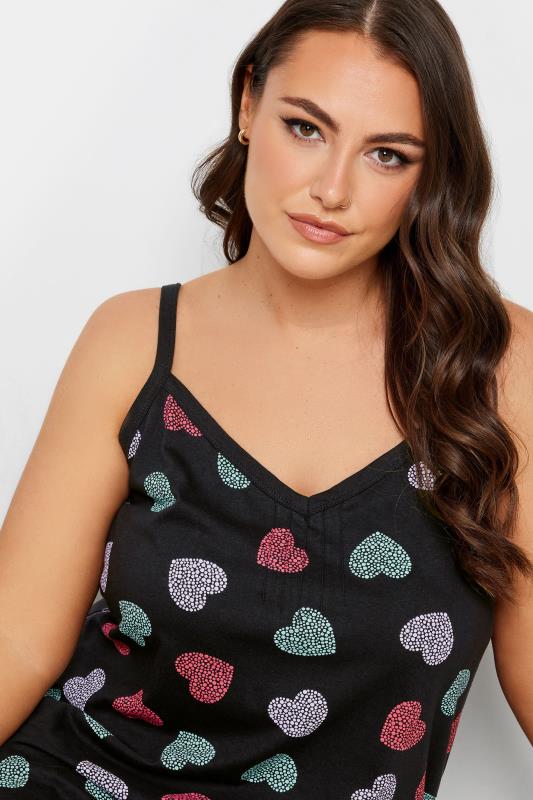 YOURS Curve Plus Size Black Heart Print Pintuck Chemise Nightdress | Yours Clothing  4