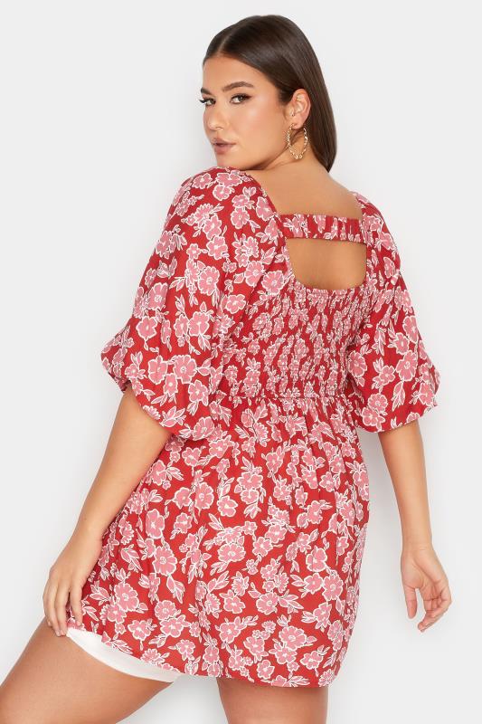YOURS Curve Plus Size Red Floral Peplum Top | Yours Clothing  4