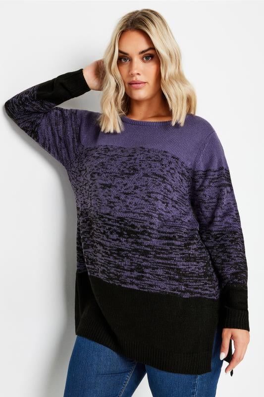 YOURS Curve Purple Colourblock Jumper | Yours Clothing 2