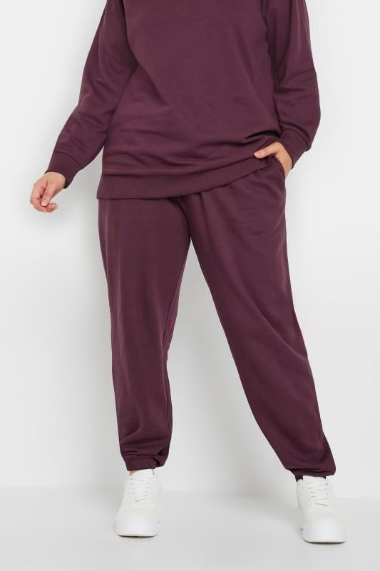 YOURS Plus Size Burgundy Red Cuffed Joggers | Yours Clothing 1