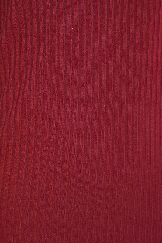 LTS Tall Burgundy Red Ribbed Roll Neck Top 5