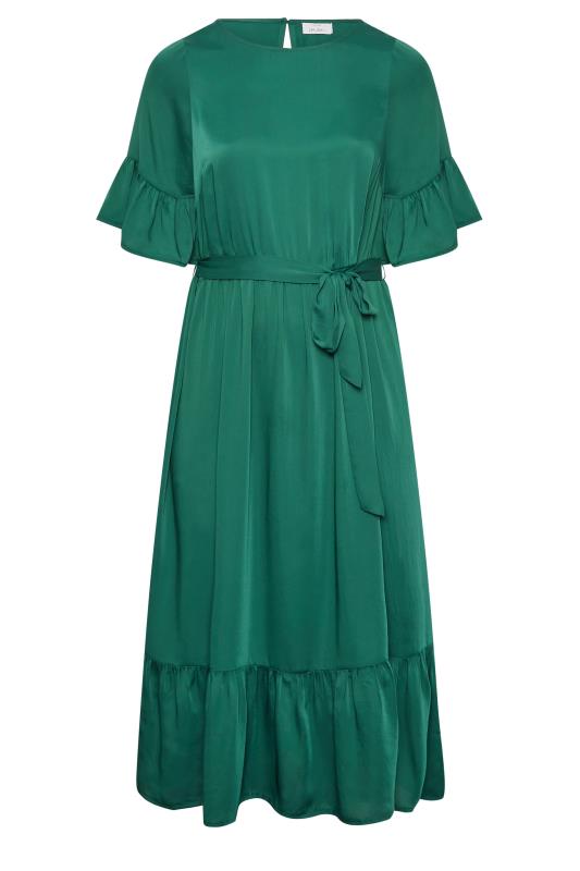YOURS LONDON Plus Size Curve Green Satin Smock Dress | Yours Clothing 6