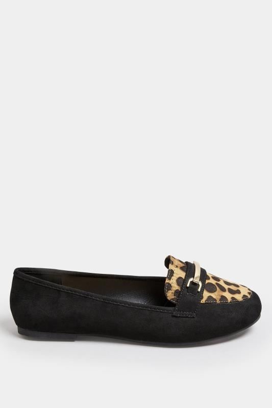 Black & Leopard Print Loafers In Extra Wide EEE Fit | Yours Clothing  3