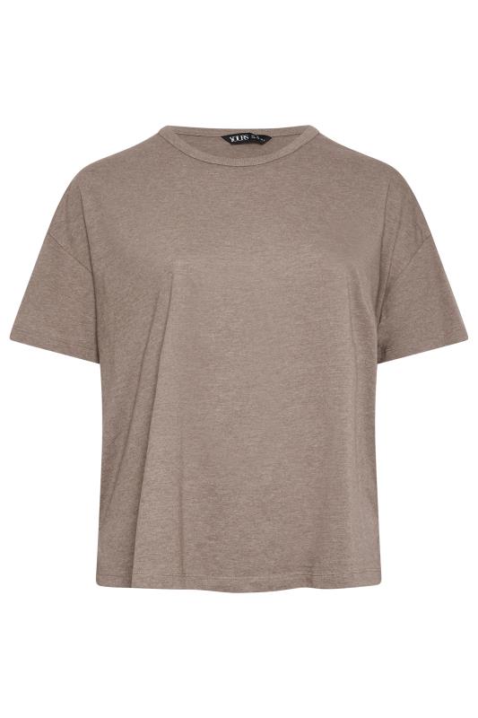 YOURS Plus Size Brown Step Hem T-Shirt | Yours Clothing 6