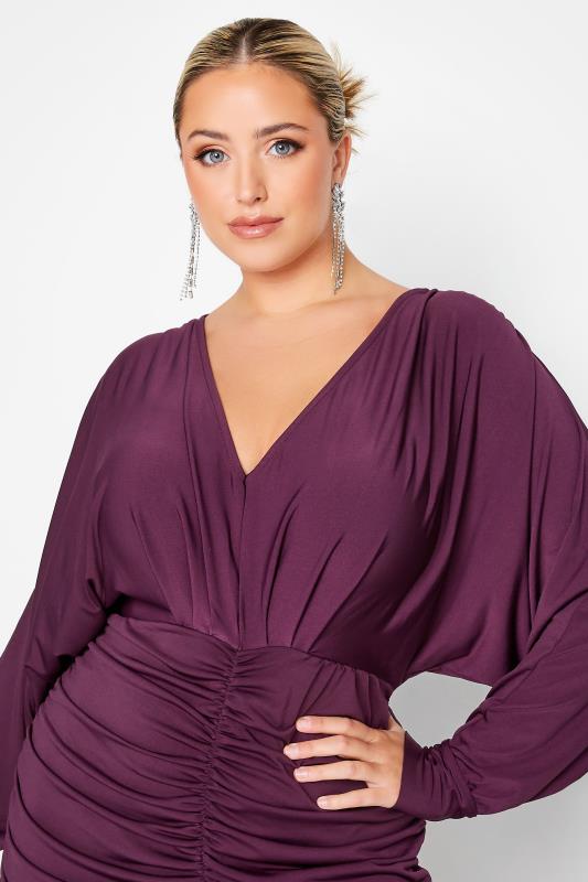 YOURS LONDON Plus Size Purple Ruched Bodycon Dress | Yours Clothing 4