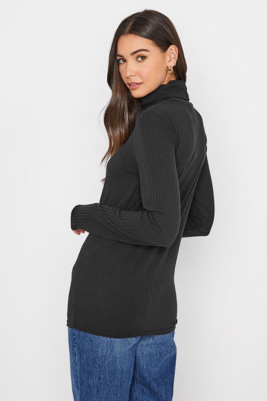 LTS Black Ribbed Roll Neck Top 2