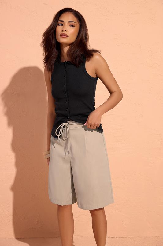  PixieGirl Petite pantalones cortos vaqueros marrón natural con cordón ajustable