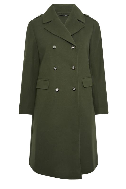 YOURS Plus Size Khaki Green Longline Military Coat | Yours Clothing 7