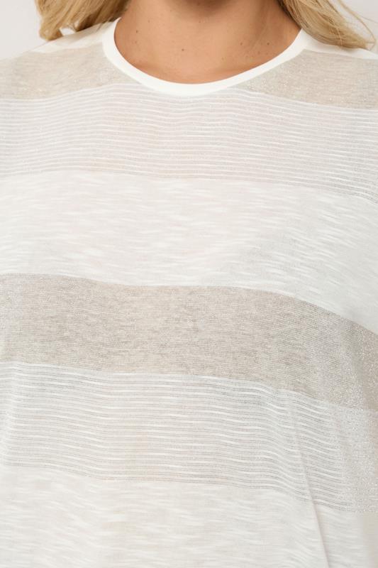 YOURS Plus Size Natural Brown Shimmer Stripe Top | Yours Clothing 4
