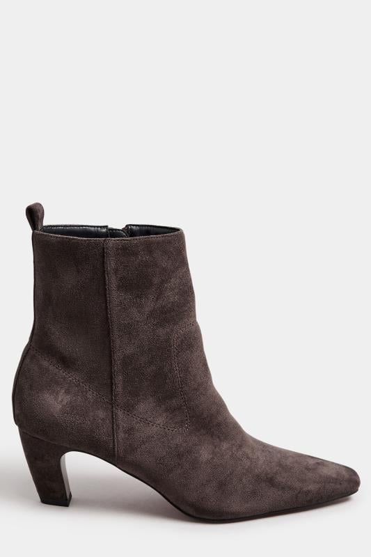 LTS Brown Faux Suede Heeled Ankle Boot In Standard Fit | Long Tall Sally 3