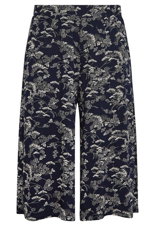 YOURS Curve Dark Blue Floral Print Culottes | Yours Clothing 4
