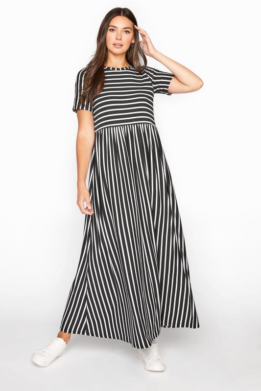 LTS Tall Black Stripe Midi Dress 1