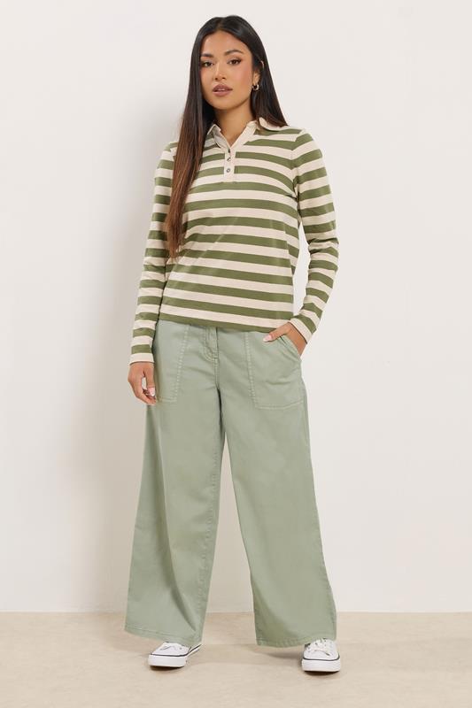 M&Co Petite Sage Green Midrise Wide Leg Cargo Trousers | M&Co 1