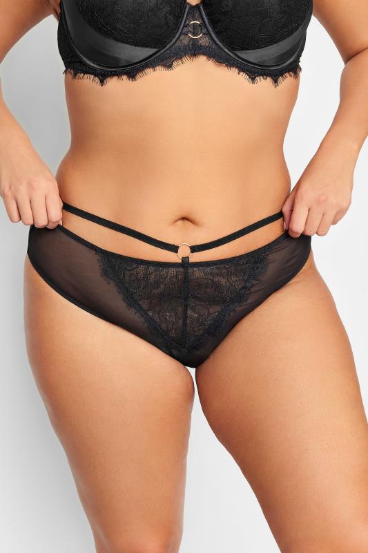 YOURS Black Boudoir Lace Brazilian Knickers | Yours Clothing 2