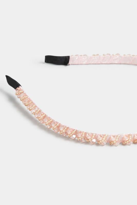 Pink Beaded Thin Headband | Yours Clothing 4
