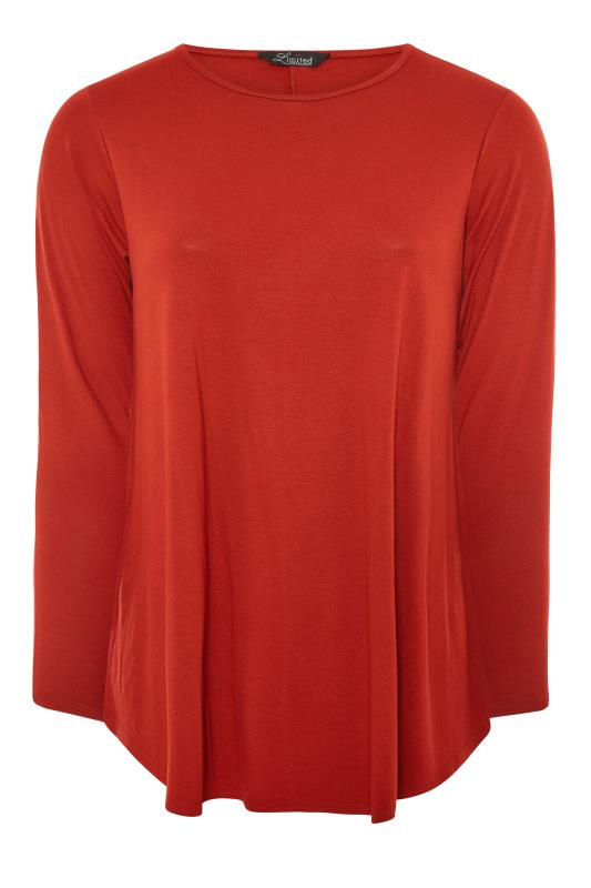LIMITED COLLECTION Curve Burnt Orange Long Sleeve Swing Top 4