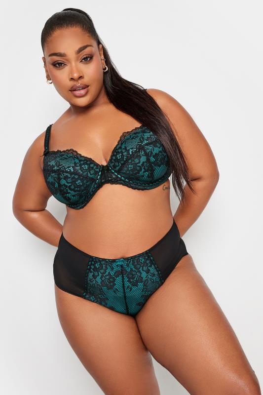 YOURS Plus Size Teal Blue Lace Padded Balcony Bra | Yours Clothing 3