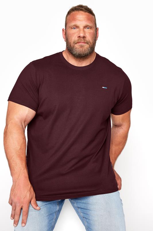 BadRhino Big & Tall Burgundy Red Plain T-Shirt 1