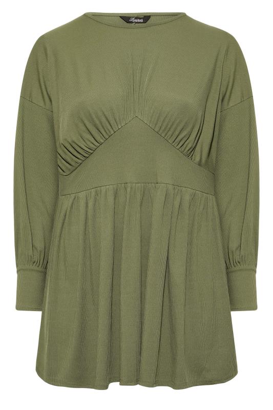 LIMITED COLLECTION Plus Size Curve Khaki Green Corset Long Sleeve Top | Yours Clothing 6