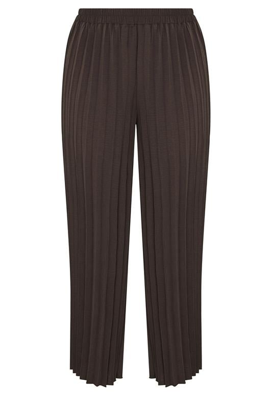 YOURS LONDON Plus Size Chocolate Brown Pleated Trousers | Yours Clothing 5