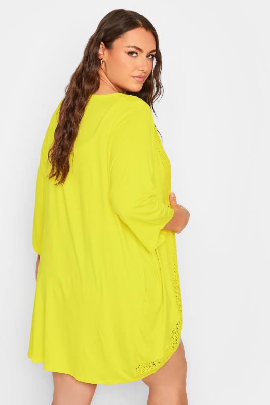 YOURS Curve Plus Size Yellow Lace Front Kimono | Yours Clothing  4