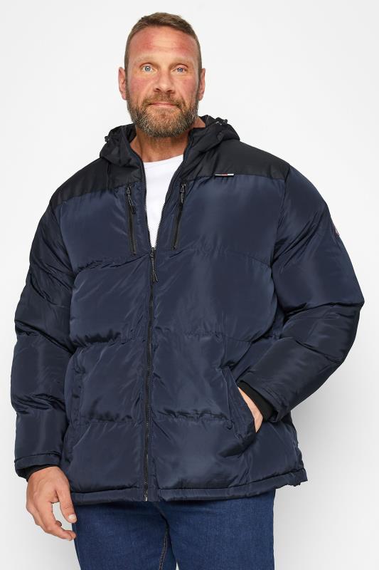 D555 Big & Tall Blue Hooded Puffer Jacket | BadRhino 2