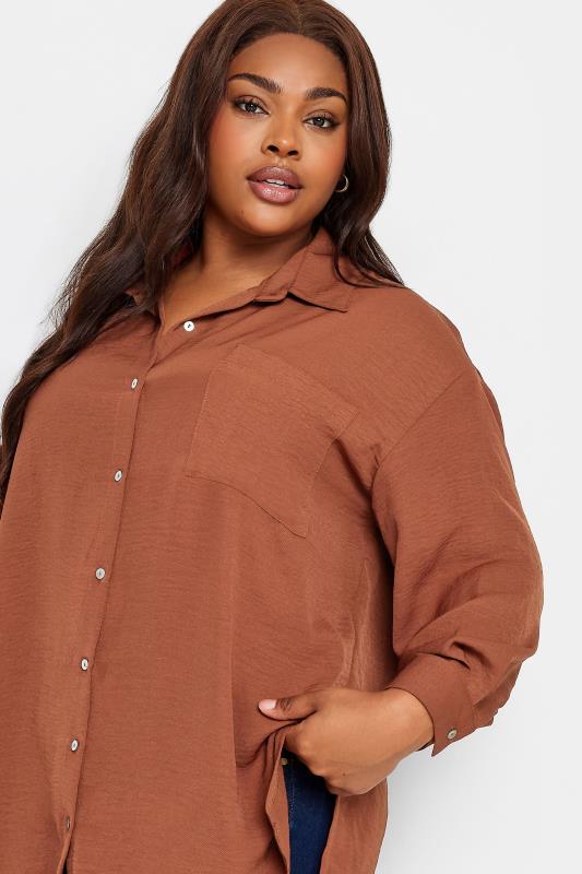 YOURS Plus Size Brown Button Through Shirt | Yours Clothing 4