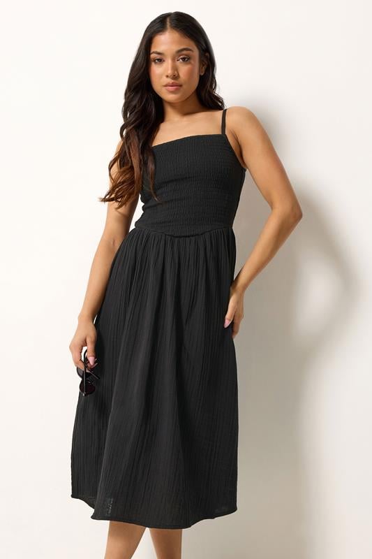  PixieGirl Petite Midikleid in Schwarz aus Baumwolle und Mulltuch