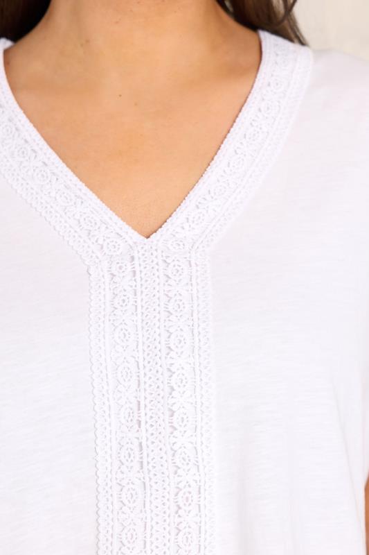 EVANS Plus Size White Cotton Crochet Trim Top | Evans 4