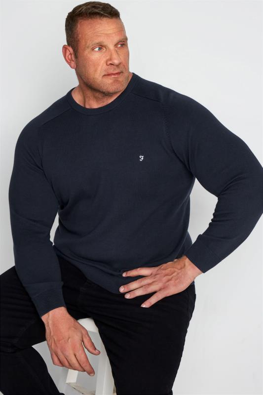 Plus Size  FARAH Navy Knitted Jumper
