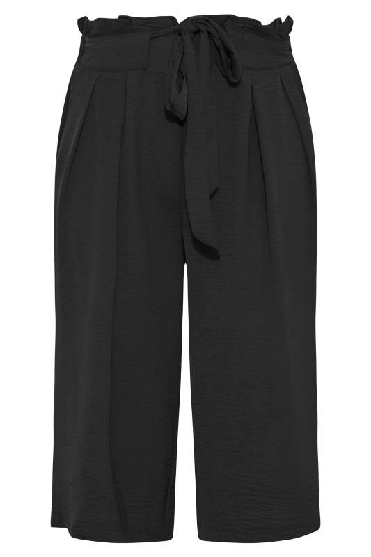 Plus Size Black Paperbag Twill Culottes | Yours Clothing  4