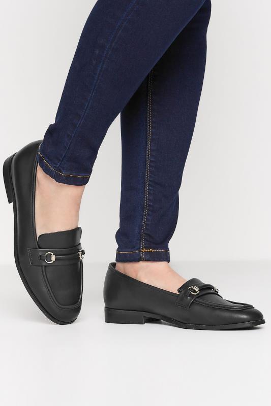 LTS Black Saddle Loafers In Standard D Fit | Long Tall Sally  1