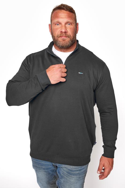 BadRhino Big & Tall Black Quarter Zip Essential Sweatshirt 1