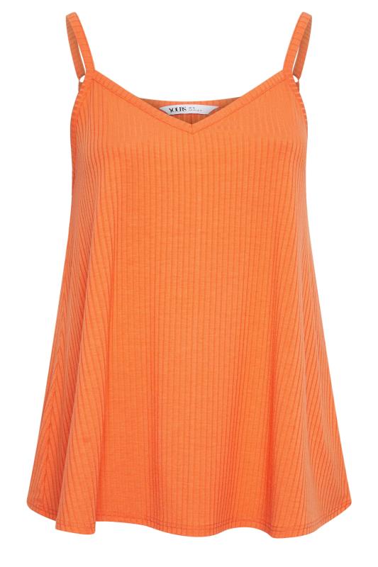 YOURS Plus Size Orange Ribbed Swing Cami Top | Yours Clothing 5