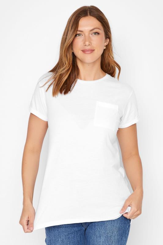 Tall Women's LTS White Short Sleeve Pocket T-Shirt | Long Tall Sally 1