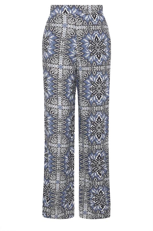 LTS Tall Women's Blue Tile Print Wide Leg Trousers | Long Tall Sally 5