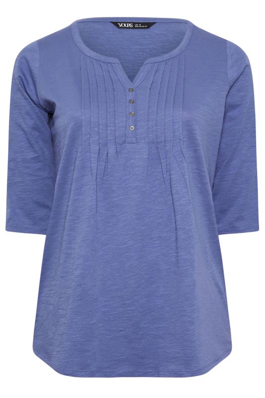 YOURS Plus Size Purple Pintuck Henley Top | Yours Clothing 5