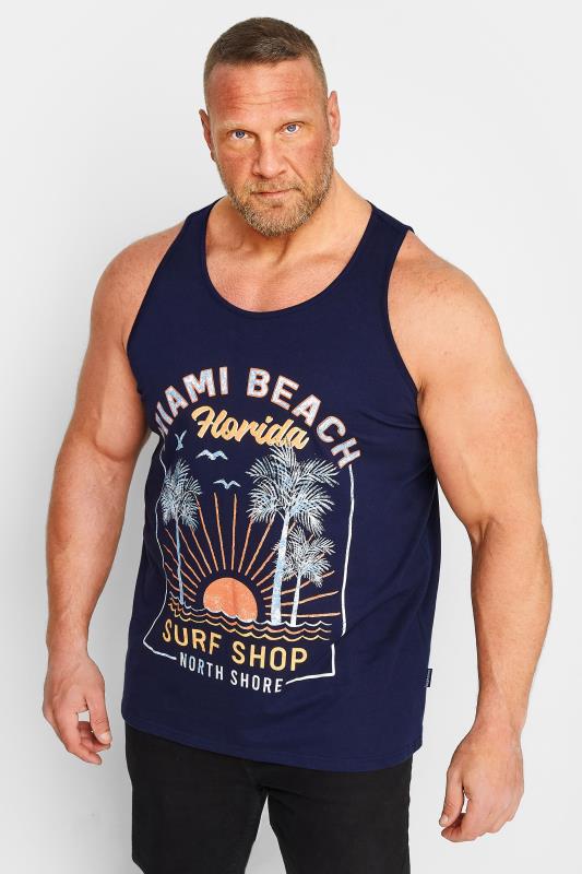 BadRhino Big & Tall Navy Blue 'Miami Beach' Vest Top | BadRhino 1