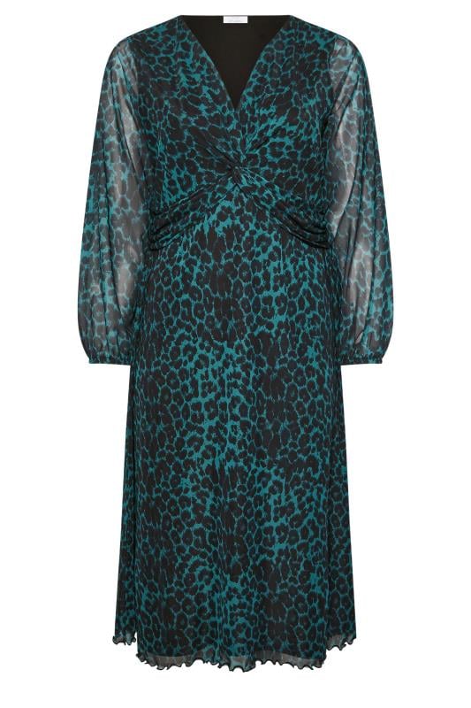 YOURS LONDON Plus Size Green Leopard Print Mesh Midaxi Dress | Yours Clothing  6